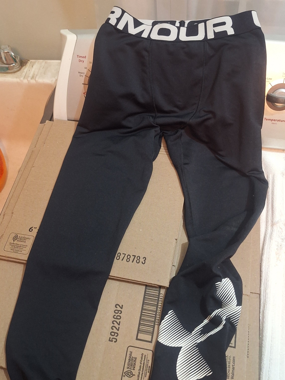 Under Armour Black Youth Compression Joggers with White Logo Waistband
